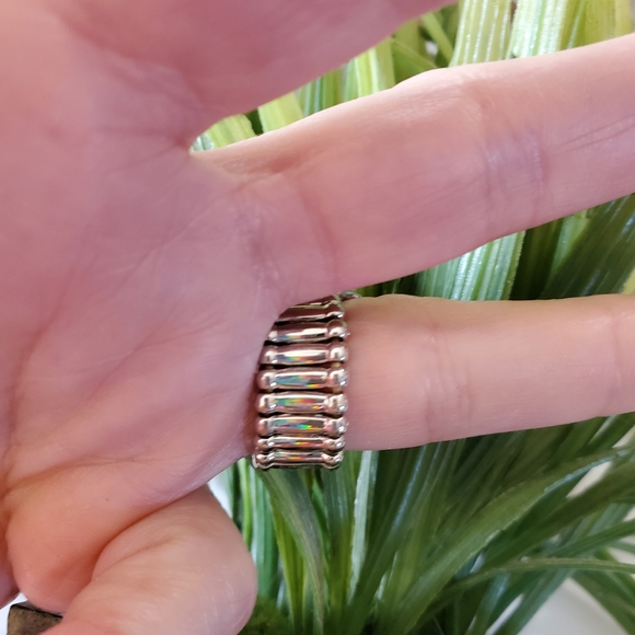 Silver Tone & Rhinestone Jewels Stretch Band Ring Stack Look 💥3 for $24💥 - Picture 8 of 14